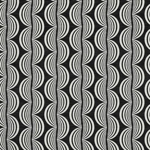 5' X 8' Black And Ivory Ogee Washable Area Rug With UV Protection