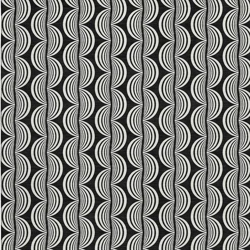 5' X 8' Black And Ivory Ogee Washable Area Rug With UV Protection