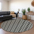 8' Black And Ivory Ogee Washable Round Rug With UV Protection