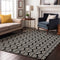 9' X 12' Black And Ivory Ogee Washable Area Rug With UV Protection