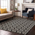 9' X 12' Black And Ivory Ogee Washable Area Rug With UV Protection