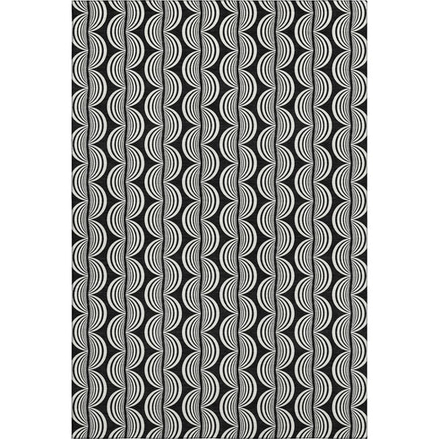 9' X 12' Black And Ivory Ogee Washable Area Rug With UV Protection