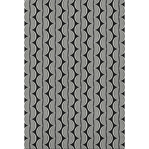 9' X 12' Black And Ivory Ogee Washable Area Rug With UV Protection