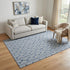 5' X 8' Denim Blue Ivory And Gray Ogee Washable Area Rug With UV Protection