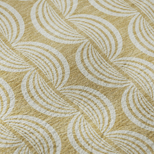 5' X 8' Gold And Ivory Ogee Washable Area Rug With UV Protection