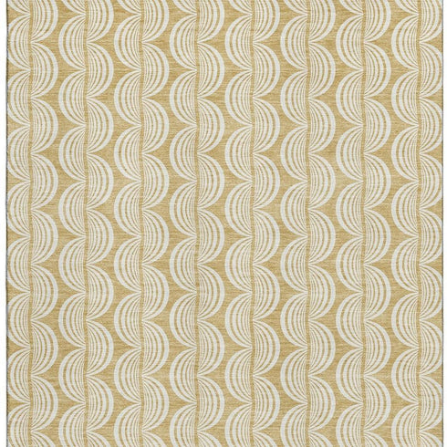 5' X 8' Gold And Ivory Ogee Washable Area Rug With UV Protection