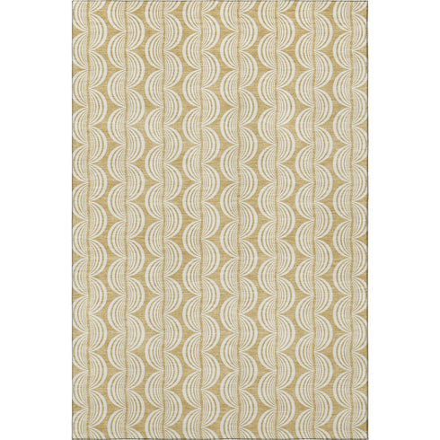 5' X 8' Gold And Ivory Ogee Washable Area Rug With UV Protection