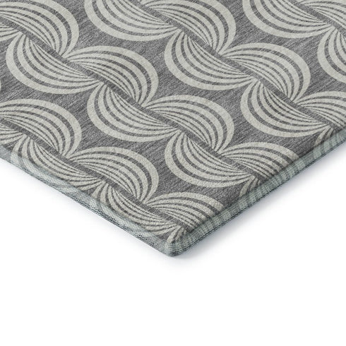 8' X 10' Gray And Ivory Ogee Washable Area Rug With UV Protection