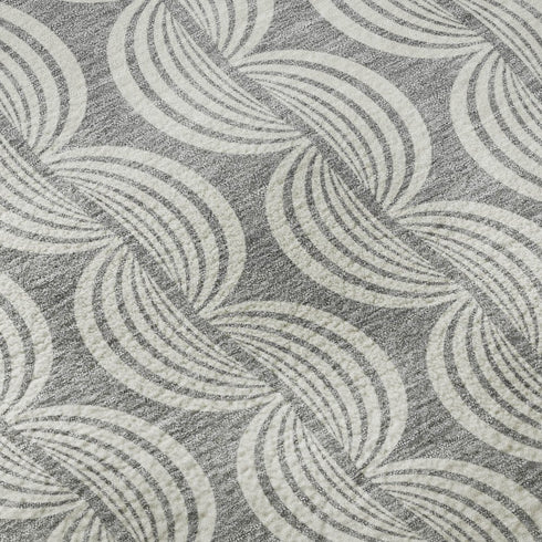 8' X 10' Gray And Ivory Ogee Washable Area Rug With UV Protection