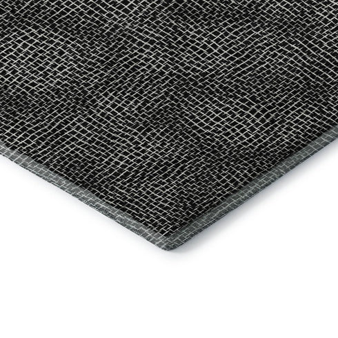 5' X 8' Black And Ivory Geometric Washable Area Rug With UV Protection