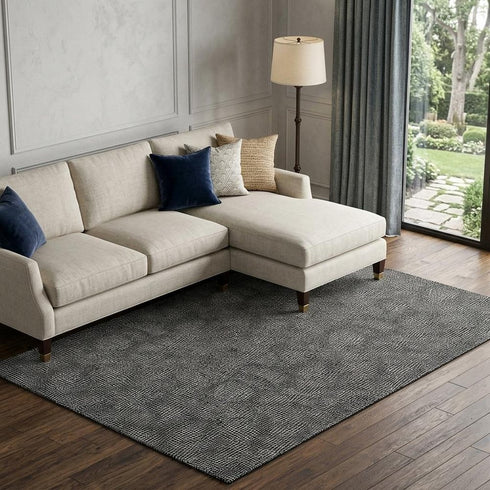 8' X 10' Black And Ivory Geometric Washable Area Rug With UV Protection