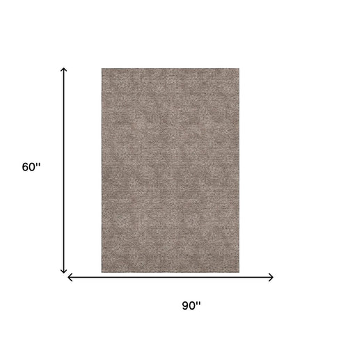 5' X 8' Brown And Beige Geometric Washable Area Rug With UV Protection
