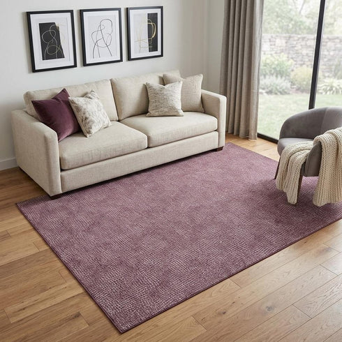 5' X 8' Eggplant And Ivory Geometric Washable Area Rug With UV Protection