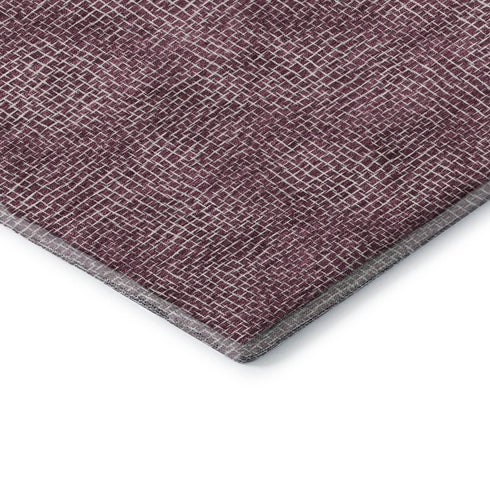 5' X 8' Eggplant And Ivory Geometric Washable Area Rug With UV Protection