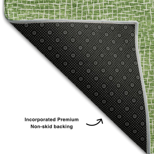 5' X 8' Green And Ivory Geometric Washable Area Rug With UV Protection