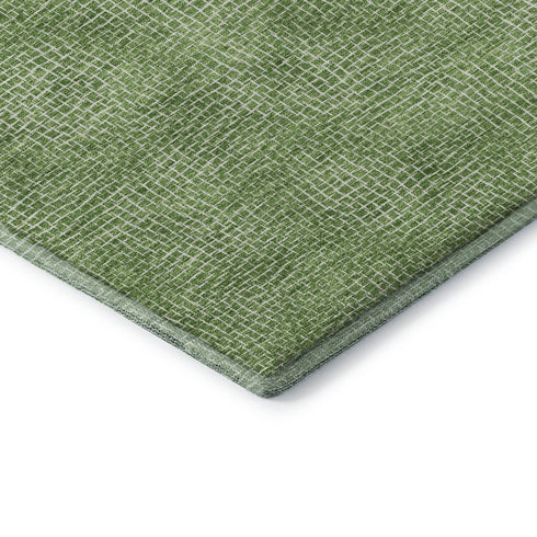 5' X 8' Green And Ivory Geometric Washable Area Rug With UV Protection