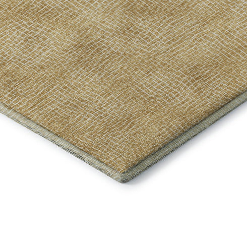 5' X 8' Gold And Ivory Geometric Washable Area Rug With UV Protection