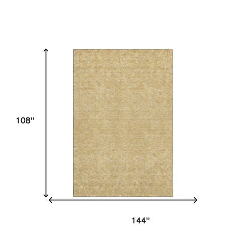 9' X 12' Gold And Ivory Geometric Washable Area Rug With UV Protection