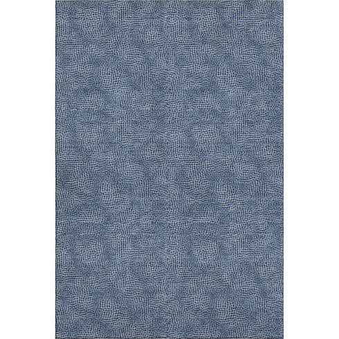5' X 8' Navy Blue And Ivory Geometric Washable Area Rug With UV Protection