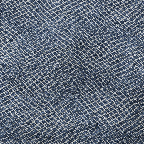 5' X 8' Navy Blue And Ivory Geometric Washable Area Rug With UV Protection