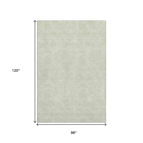 8' X 10' Artichoke Green And Ivory Geometric Washable Area Rug With UV Protection