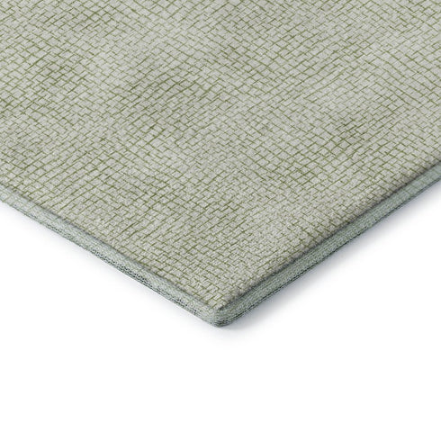 8' X 10' Artichoke Green And Ivory Geometric Washable Area Rug With UV Protection