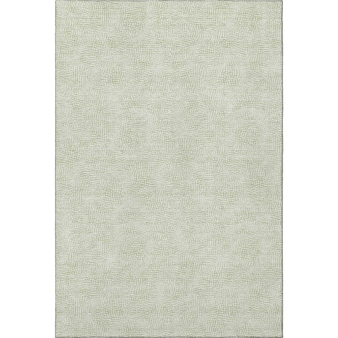 8' X 10' Artichoke Green And Ivory Geometric Washable Area Rug With UV Protection