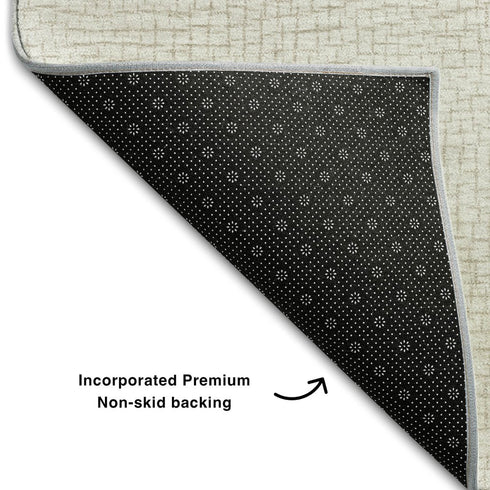 8' X 10' Beige And Ivory Geometric Washable Area Rug With UV Protection