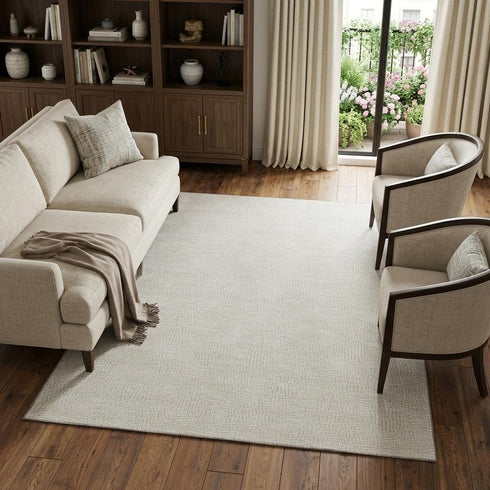 8' X 10' Beige And Ivory Geometric Washable Area Rug With UV Protection