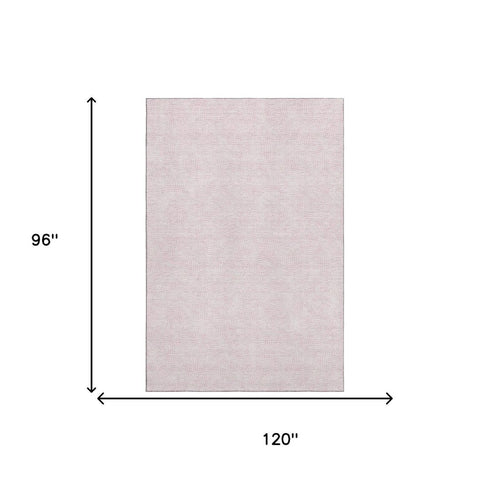 8' X 10' Pink And Ivory Geometric Washable Area Rug With UV Protection