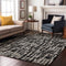 9' X 12' Black Ivory And Gray Abstract Geometric Washable Area Rug With UV Protection