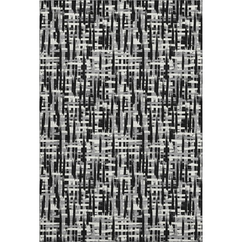 9' X 12' Black Ivory And Gray Abstract Geometric Washable Area Rug With UV Protection