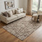 5' X 8' Brown Beige And Ivory Abstract Geometric Washable Area Rug With UV Protection