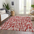 8' X 10' Red Beige And Ivory Abstract Geometric Washable Area Rug With UV Protection