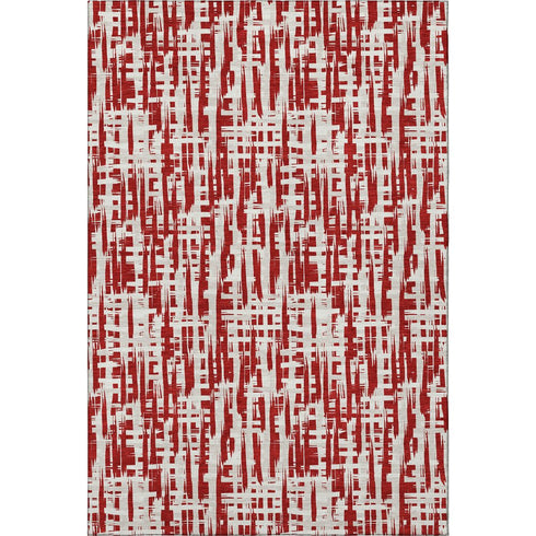8' X 10' Red Beige And Ivory Abstract Geometric Washable Area Rug With UV Protection