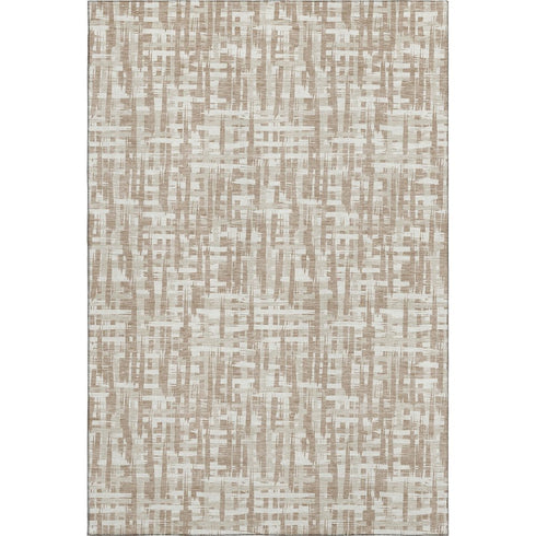 8' X 10' Tan Beige And Ivory Abstract Geometric Washable Area Rug With UV Protection