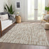 8' X 10' Tan Beige And Ivory Abstract Geometric Washable Area Rug With UV Protection