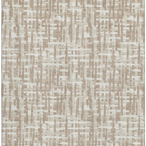8' X 10' Tan Beige And Ivory Abstract Geometric Washable Area Rug With UV Protection