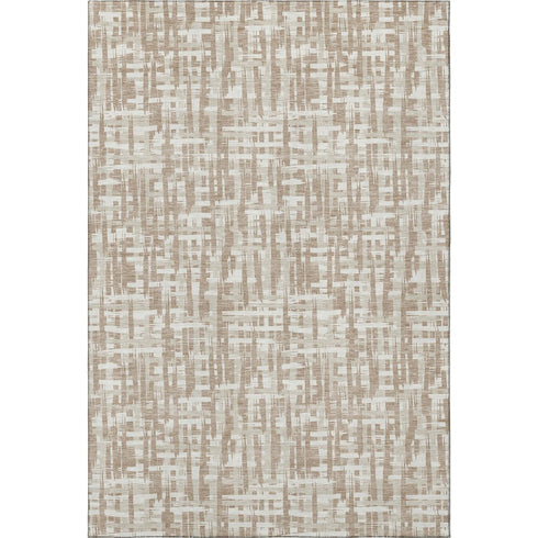 8' X 10' Tan Beige And Ivory Abstract Geometric Washable Area Rug With UV Protection