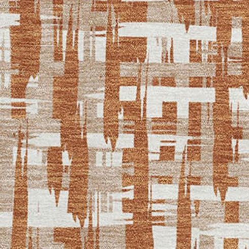 8' X 10' Terra Cotta Ivory And Beige Abstract Geometric Washable Area Rug With UV Protection