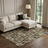 8' X 10' Black Ivory And Gold Abstract Geometric Washable Area Rug With UV Protection