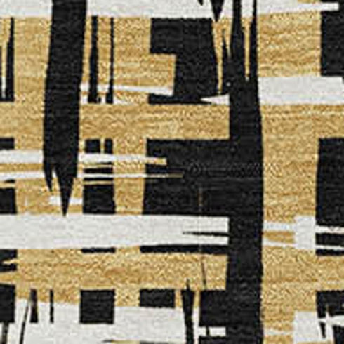 8' X 10' Black Ivory And Gold Abstract Geometric Washable Area Rug With UV Protection