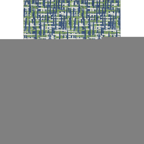 8' X 10' Navy Blue Ivory And Green Abstract Geometric Washable Area Rug With UV Protection