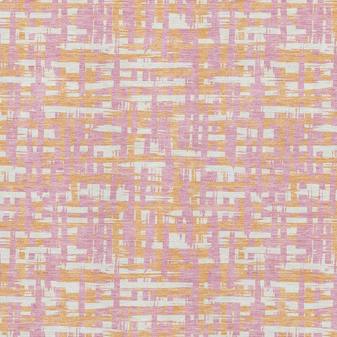 8' X 10' Pink Ivory And Orange Abstract Geometric Washable Area Rug With UV Protection