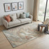 5' X 8' Beige Copper And Green Abstract Washable Area Rug With UV Protection