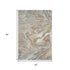 5' X 8' Beige Copper And Green Abstract Washable Area Rug With UV Protection