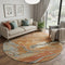 8' Rust Gray And Ivory Abstract Washable Round Rug With UV Protection