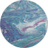 8' Teal Purple And Ivory Abstract Washable Round Rug With UV Protection