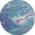 8' Teal Purple And Ivory Abstract Washable Round Rug With UV Protection