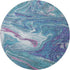 8' Teal Purple And Ivory Abstract Washable Round Rug With UV Protection